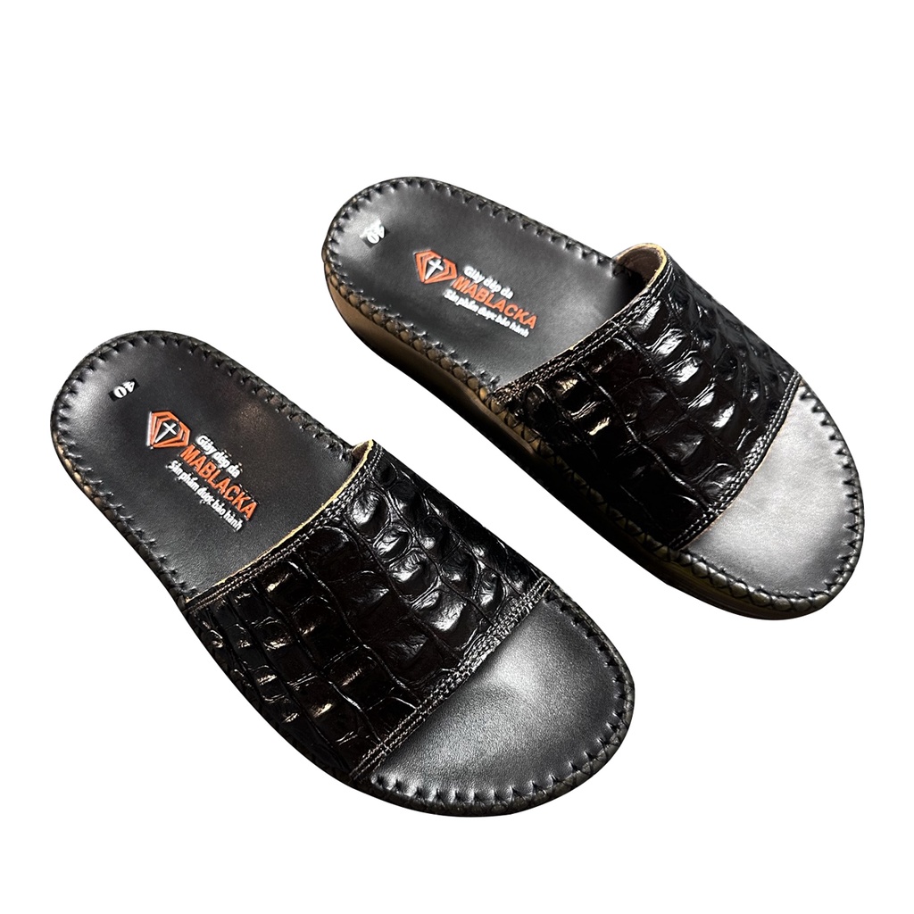 Dép da nam chất liệu da bò đế may thủ công 2.5cm D209