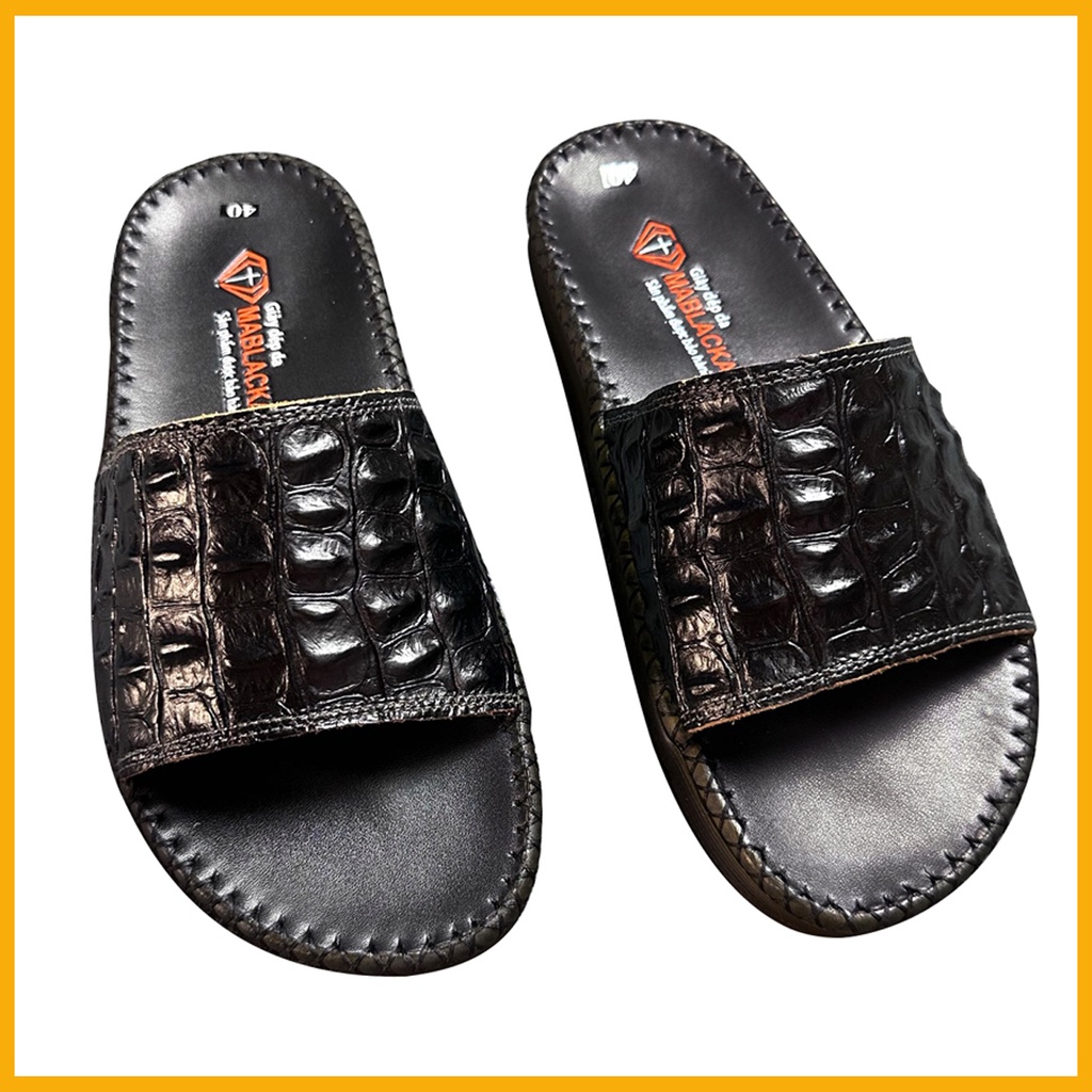 Dép da nam chất liệu da bò đế may thủ công 2.5cm D209