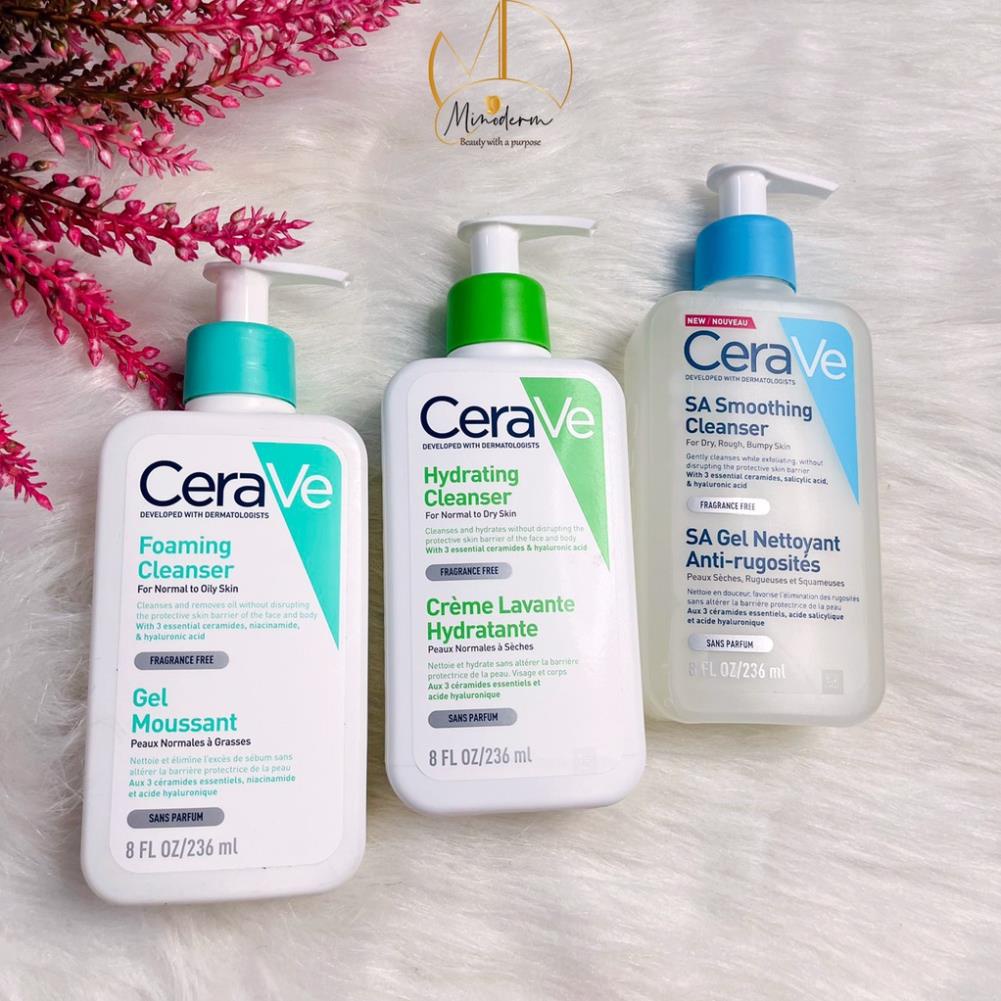 Sữa Rửa Mặt Cerave Foaming Cleanser, Cerave Hydrating Cleanser, Sa Cleanser Cho Mọi Loại Da 236Ml