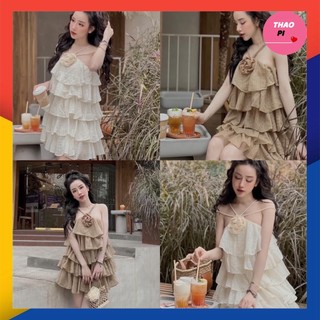 Váy yếm tầng phối hoa Ulzzang đi tiệc đi chơi siêu đẹp kèm video - M68