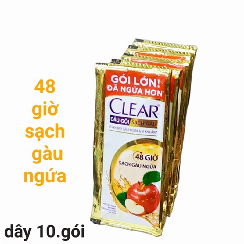 Dây 10 gói dầu gội clear 6gr, clear men ,clear thảo dược , clear táo