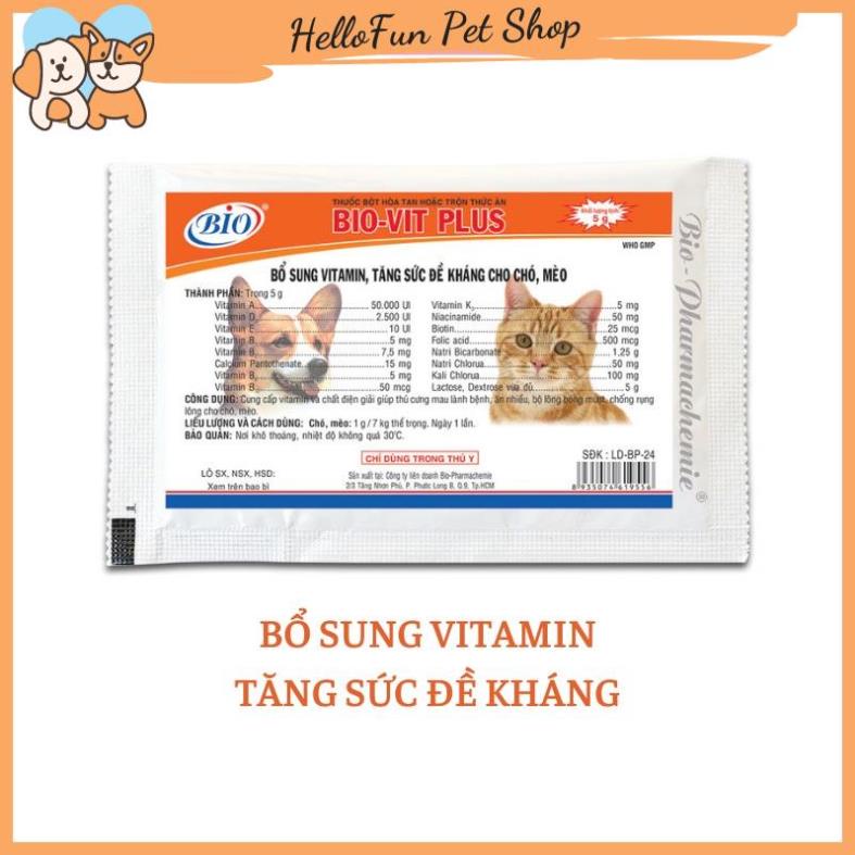 Vitamin dành cho chó mèo Bio-Vit Plus 5gr (Bổ sung Vitamin và tăng sức đề kháng cho thú cưng)
