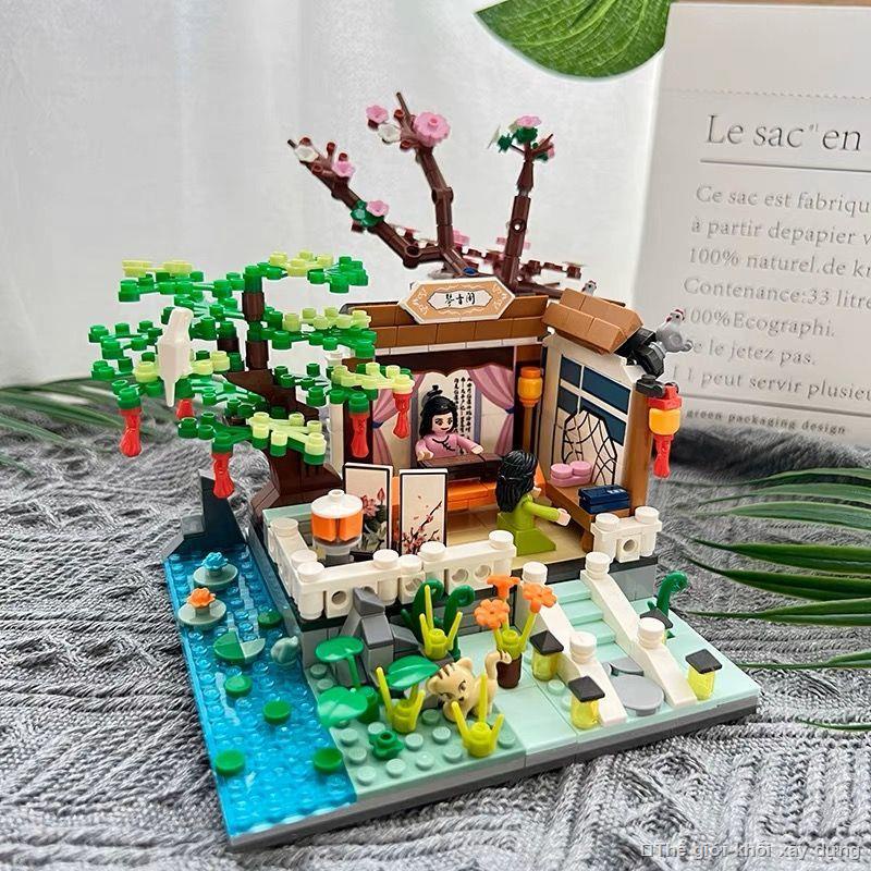 Tương thích với LEGO Guochao Antique Mini Street View Đàn piano Cờ vua Thư pháp và Hội họa Bốn khối xây dựng tài năng Đồ