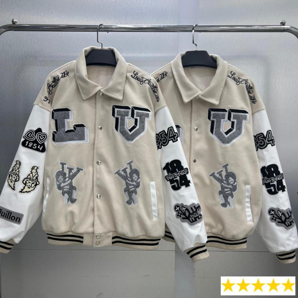 Áo Khoác bomber Lv Varsity Jacket Áo bomber jacket Lv thỏ hình thêu TAHAYAshopunisex sỉ hàng quảng châu