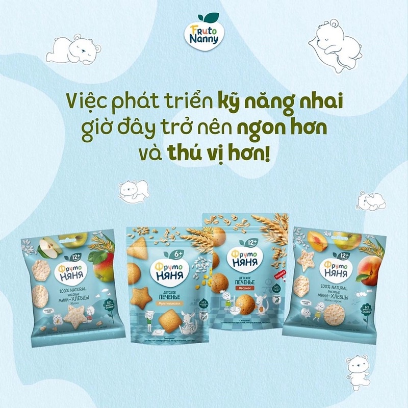 Bánh ăn dặm Fruto cho bé 6-12m+ (Nga)