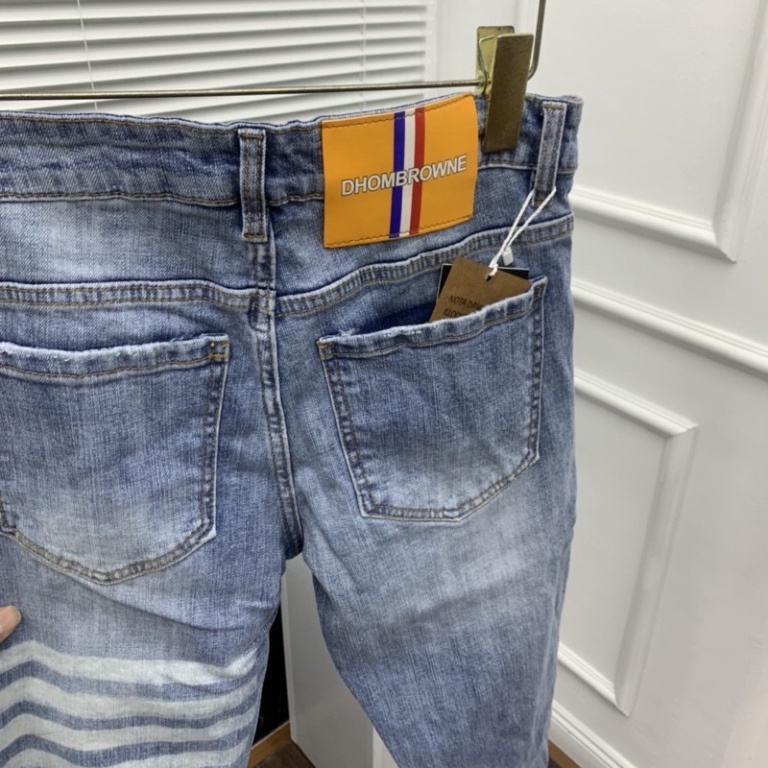 Quần JEAN Thome Nam Trơn Phối Dập 4 Vạch Kẻ Trắng Đùi Quần bò nam Thom 4 sọc Hottrend