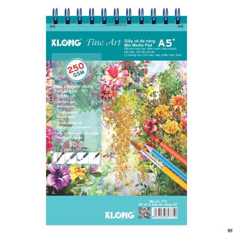 Sổ vẽ đa năng cao cấp KLONG A5+ 30 tờ 250GSM; MS: 775 - Klong