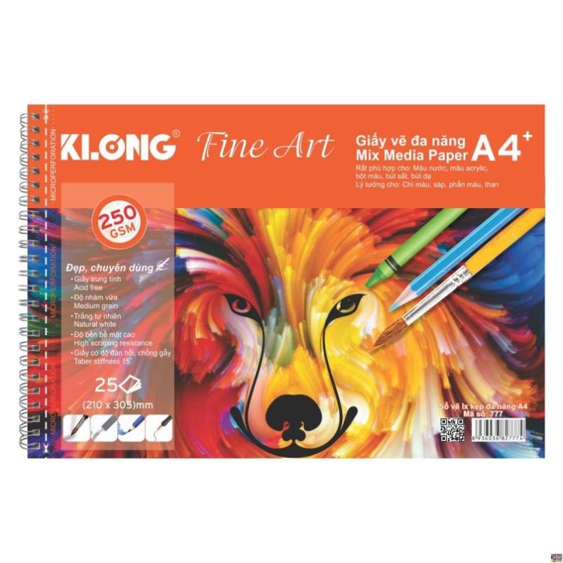 Sổ vẽ đa năng cao cấp KLONG A4+ 25 tờ 250GSM; MS: 777 - Klong