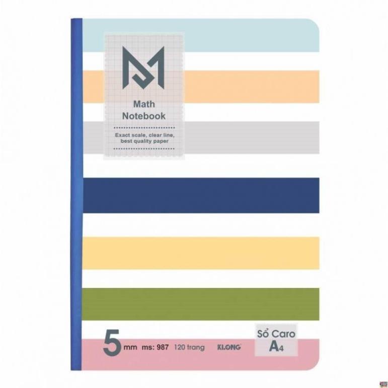 Vở Caro may dán gáy KLONG A4 120 trang 70/76; MS: 987 - Klong