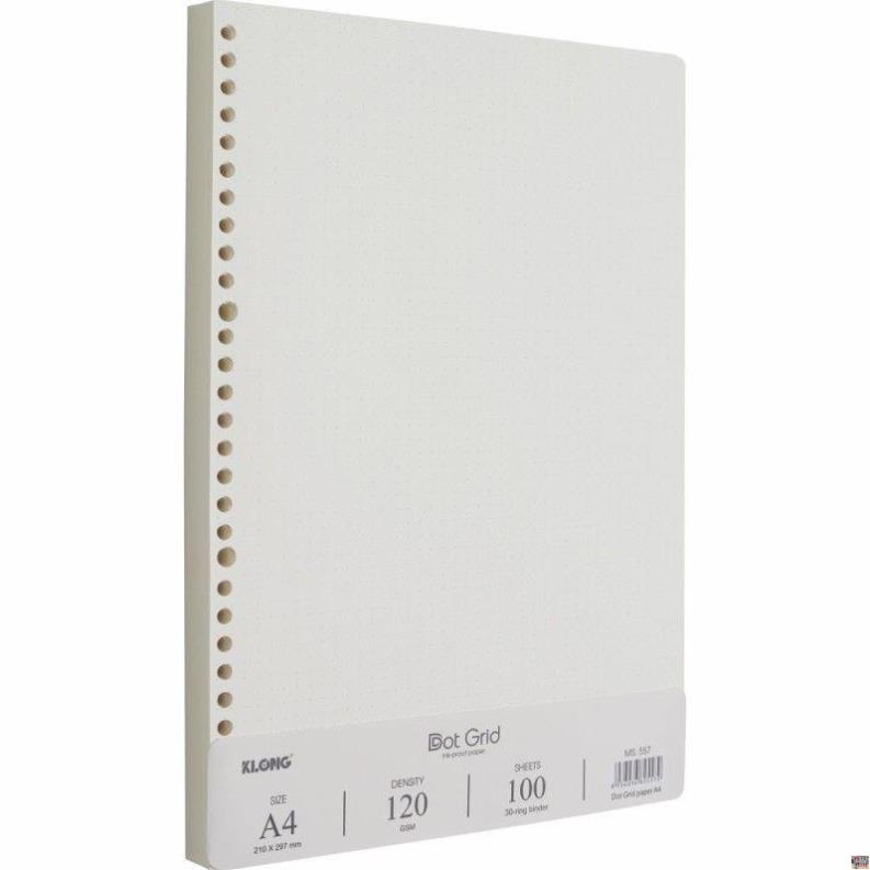 Ruột sổ còng Dot Grid KLONG A4 120/76 - 100 tờ (200 trang); MS: 557 - Klong