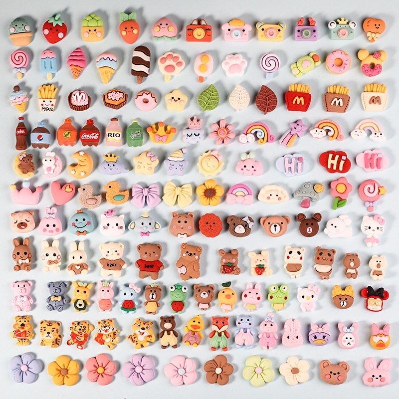 Combo 10/100 cham dẹp trang trí ốp lưng, bình nước - Charm trang trí nhiều mẫu