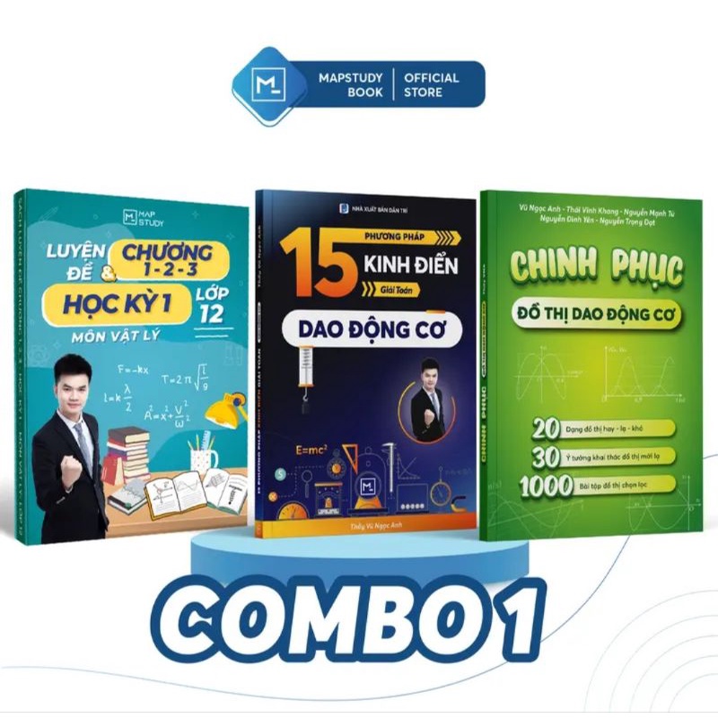 Combo 3 Cuốn 15 Phương Pháp Dao Động Cơ, Chinh Phục Đồ Thị Dao Động Cơ, Luyện Đề Học Kì 1 Môn Vật Lý - Vũ Ngọc Anh