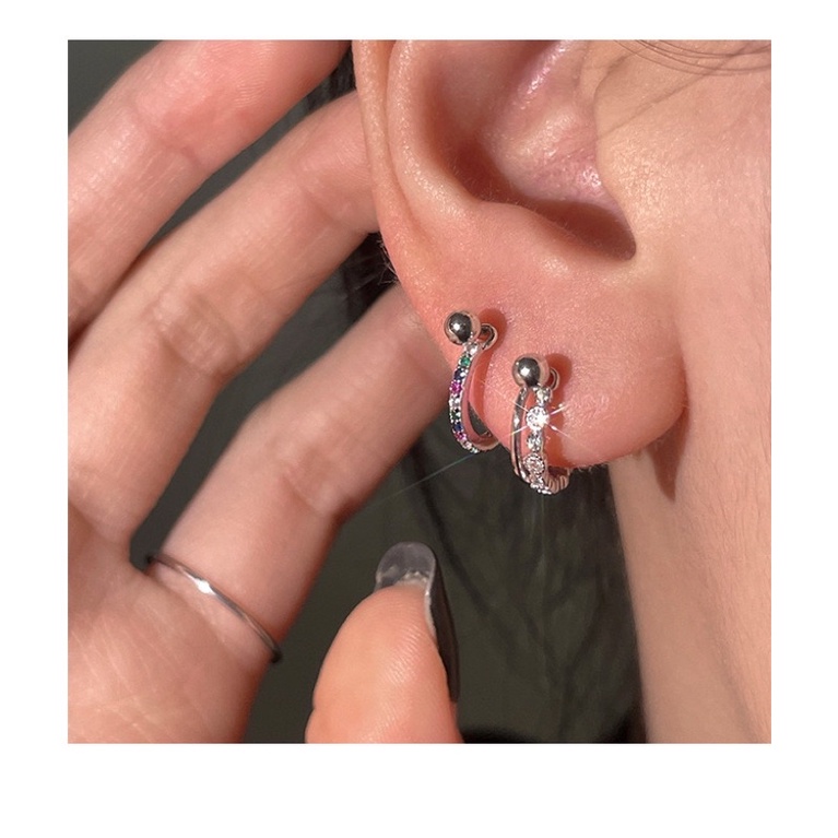 𝐯𝐞𝐥𝐯𝐞𝐭𝐩𝐢𝐧𝐤.𝐚𝐜𝐜🇰🇷 | Khuyên tai chữ U chốt bi vặn 2 đầu phong cách cá tính