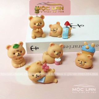 Trang trí Taplo ô tô - Sét 5 chú gấu nâu mini thiết kế ngộ nghĩnh đặt bàn học hay phòng,bàn làm việc rất thư giãn
