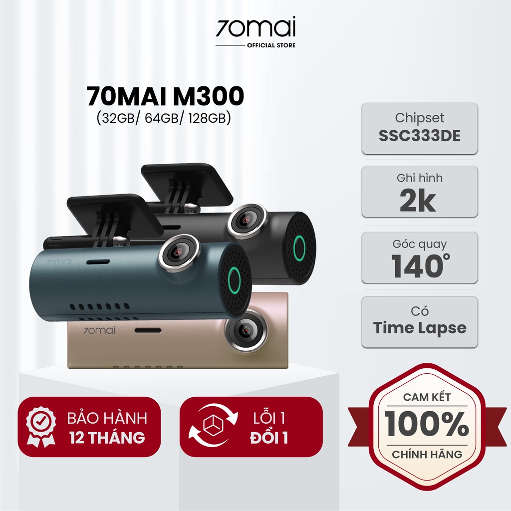 Camera hành trình 70mai M300 Dash hình ảnh 2K chính hãng , vòng lặp, cảnh báo giọng nói.