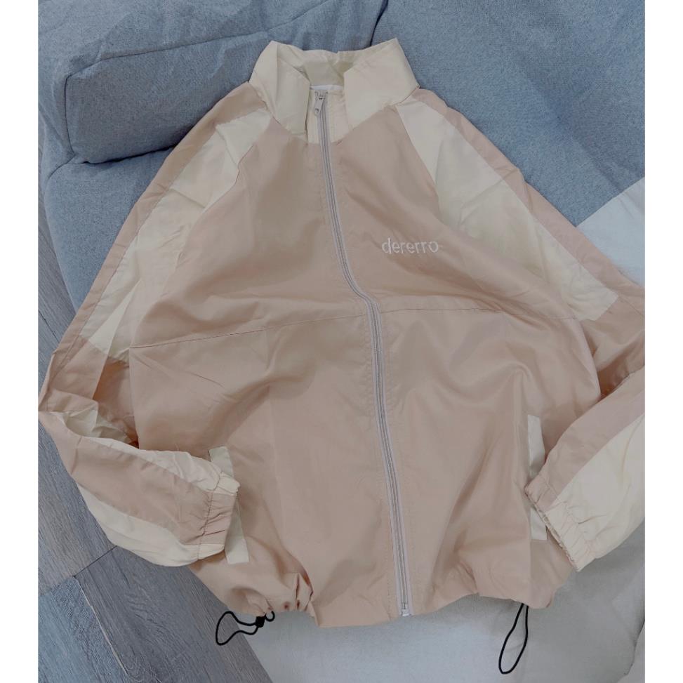 Áo Dù Sọc Tay Thêu Ngực Form Rộng Unisex Nam Nữ Ulzzang Phong Cách Cá Tính Năng Động