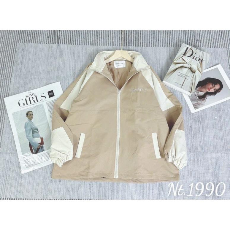 Áo Dù Sọc Tay Thêu Ngực Form Rộng Unisex Nam Nữ Ulzzang Phong Cách Cá Tính Năng Động