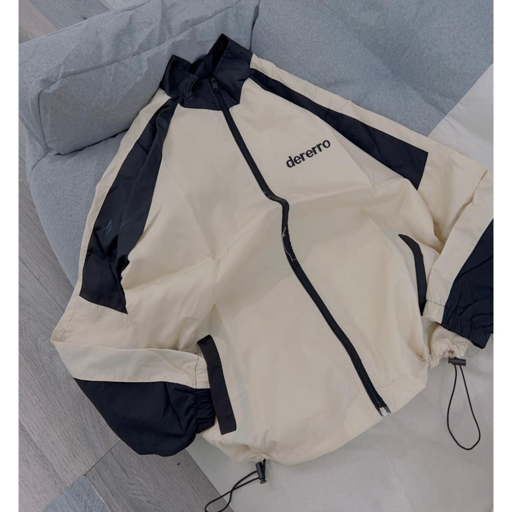 Áo Dù Sọc Tay Thêu Ngực Form Rộng Unisex Nam Nữ Ulzzang Phong Cách Cá Tính Năng Động