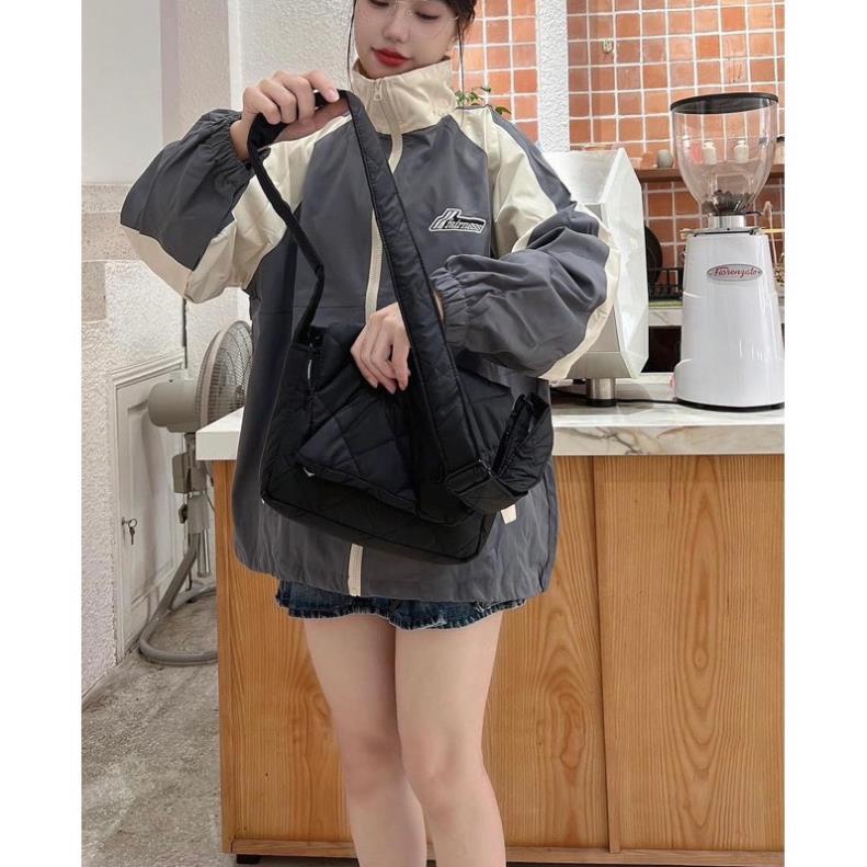 Áo Dù phối thân  Lớp Form Rộng Unisex Nam Nữ Ulzzang Phong Cách Cá Tính Năng Động