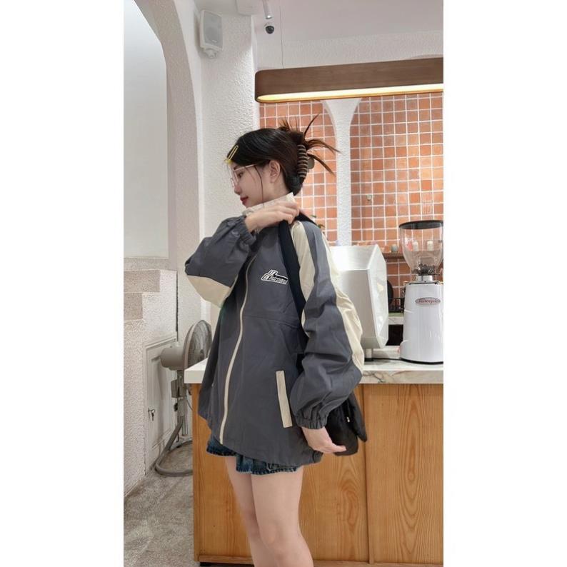 Áo Dù phối thân  Lớp Form Rộng Unisex Nam Nữ Ulzzang Phong Cách Cá Tính Năng Động