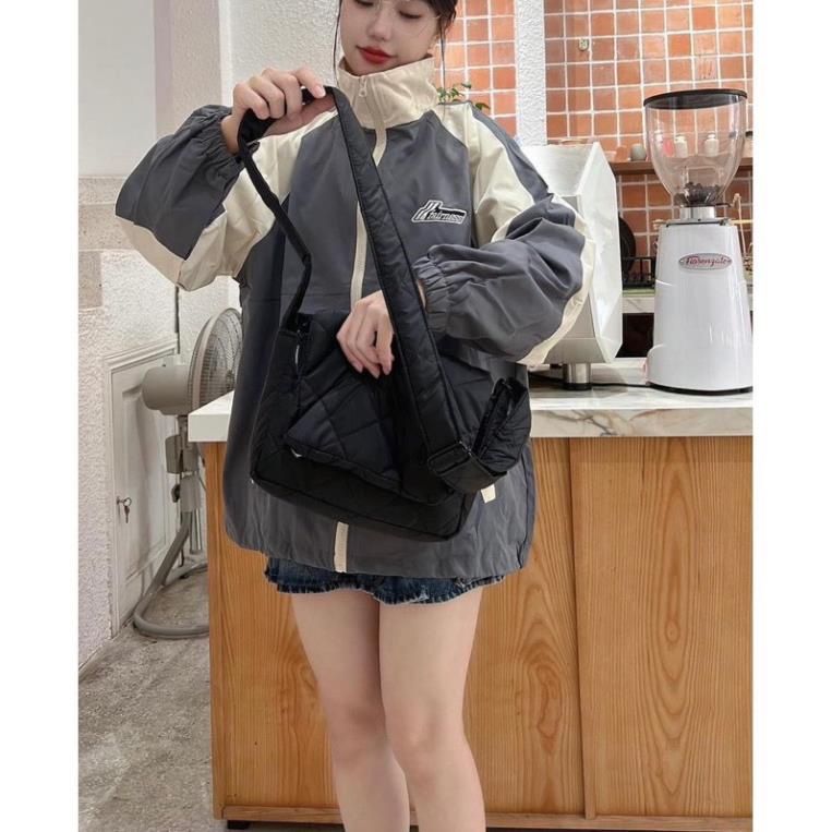 Áo Dù phối thân  Lớp Form Rộng Unisex Nam Nữ Ulzzang Phong Cách Cá Tính Năng Động