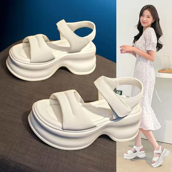Dép nơ đế cao sandal dép thể thao thường ngày dễ phối thời trang mẫu mới mùa hè tăng chiều cao đế dày
