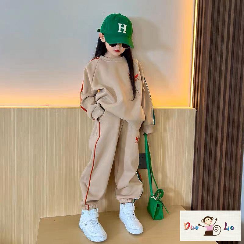 Bộ Đồ Thể Thao Hai Mảnh Áo Sweater Cổ Tròn Cỡ Vừa Thời Trang Xuân Thu 2023 Cho Bé Gái