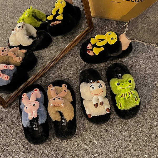 Thời Trang Dép cotton Đế Dày Họa Tiết Hoạt Hình Xinh Xắn Theo Phong Cách Thu Đông