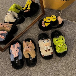 Dép Lông 2 Quai Ngang Họa Tiết Hoạt Hình Đáng Yêu