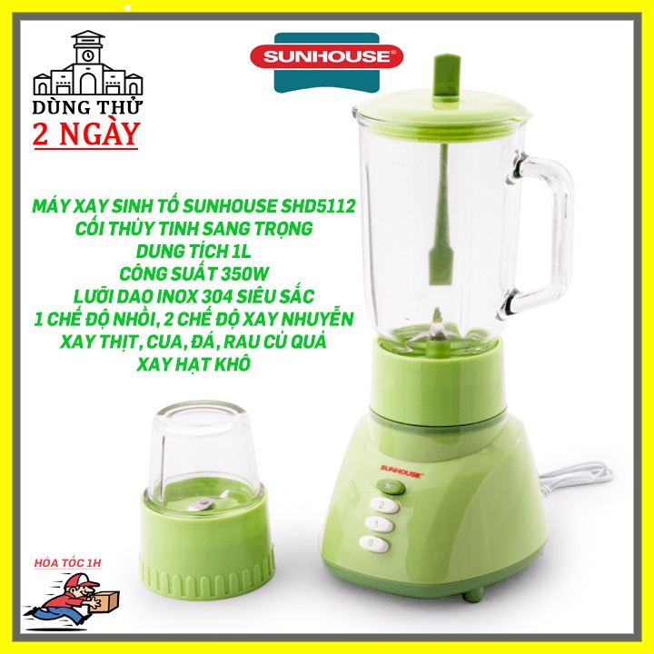 Máy Xay Sinh Tố SUNHOUSE SHD5112 Công Suất 350W - Kèm 2 Cối Thủy Tinh
