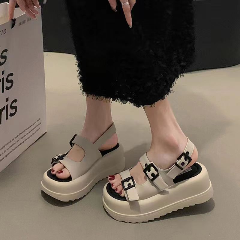 Sandal Đế Dày Thiết Kế Mới Đơn Giản Thời Trang Theo Phong Cách Hàn Quốc