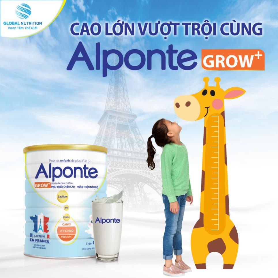 Sữa bột Alponte Grow+ 800g  hỗ trợ tăng chiều cao bé chậm lớn
