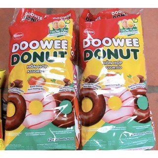 Bánh Donut phủ sô cô la nhân kem trứng ( ăn cực ngon) túi 12 chiếc