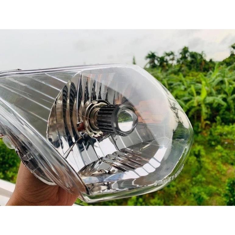 Đèn Pha Led Bi Cầu Mini 2 Màu Chân H4 Lắp Cho Ô Tô Và Xe Máy Pha Bi Cầu Chống Chói Cắt Sáng