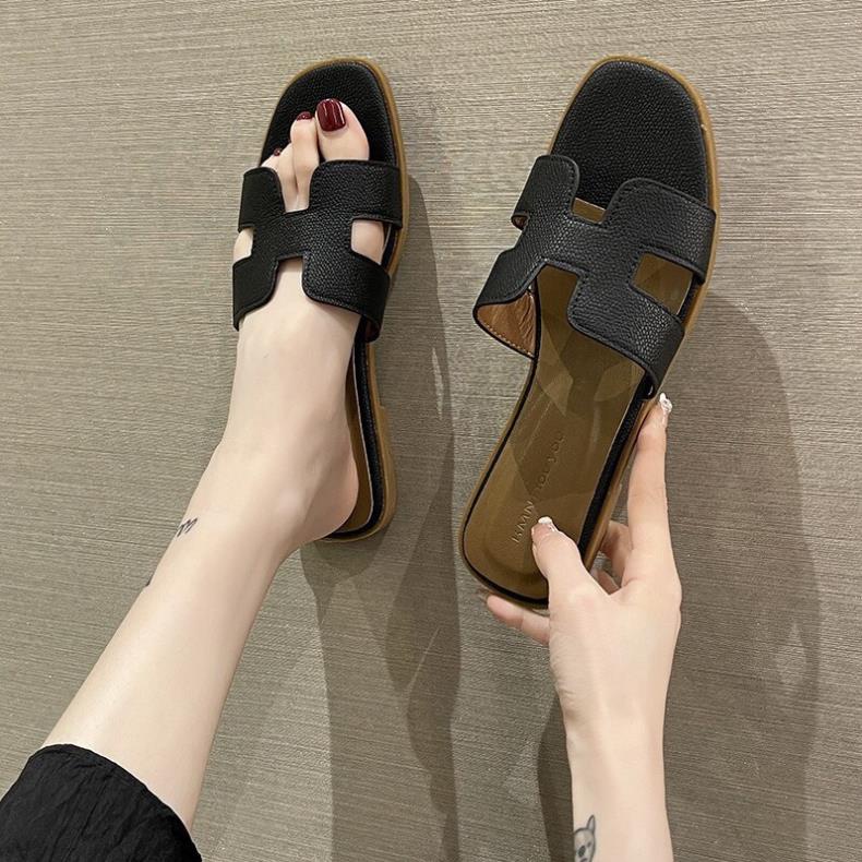 LLX FrLLX ship Dép nữ chữ H Da nhám siêu xinh , Dép Hm đế nâu cực đẹp