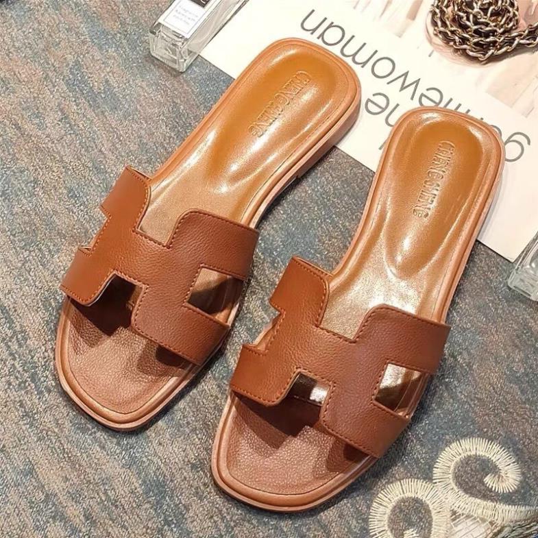 LLX FrLLX ship Dép nữ chữ H Da nhám siêu xinh , Dép Hm đế nâu cực đẹp