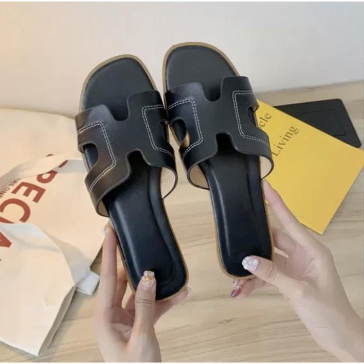 LLX FRLLX SHIP Dép nữ chữ H màu đen quai ngang siêu đẹp