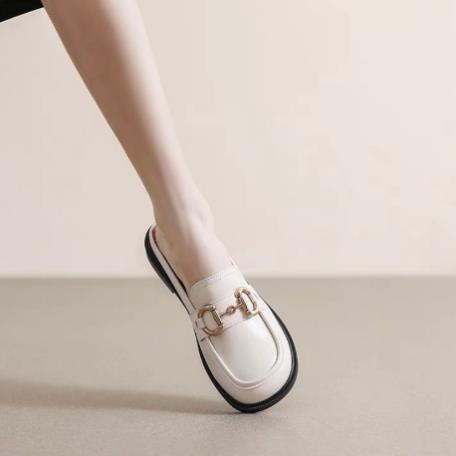 LLX FrLLX ship Dép sục nữ đế bằng chất da mềm mại khóa xích ngang siêu hot