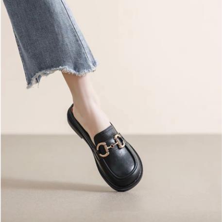 LLX FrLLX ship Dép sục nữ đế bằng chất da mềm mại khóa xích ngang siêu hot