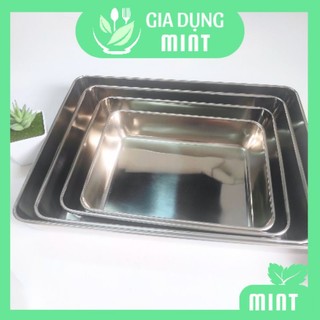 Khay inox sâu hình chữ nhật - mâm inox lòng sâu cao cấp