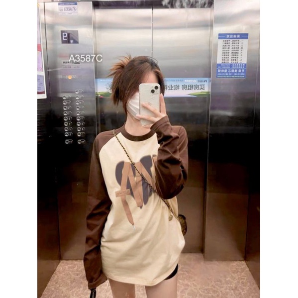 Áo Thun Raglan Nữ Dài Tay In Hình Trái Tim Đính Dây Nổi Siêu Hot, Áo Phông Nữ Cổ Tròn Unisex -AK358