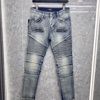 HD01 Quần Jean BATMAN Xanh Bụi Phối Đùi Vải Nhăn Khoá Zip Quần Bò Nam Đùi Nhăn Phối Khóa Ngang