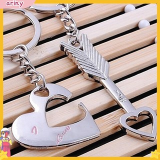 Cặp móc khóa inox ghép hình mũi tên và trái tim dễ thương cho cặp đôi