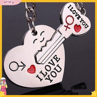 Set 2 móc khóa ghép hình trái tim và chìa khóa xinh xắn dành cho các cặp đôi
