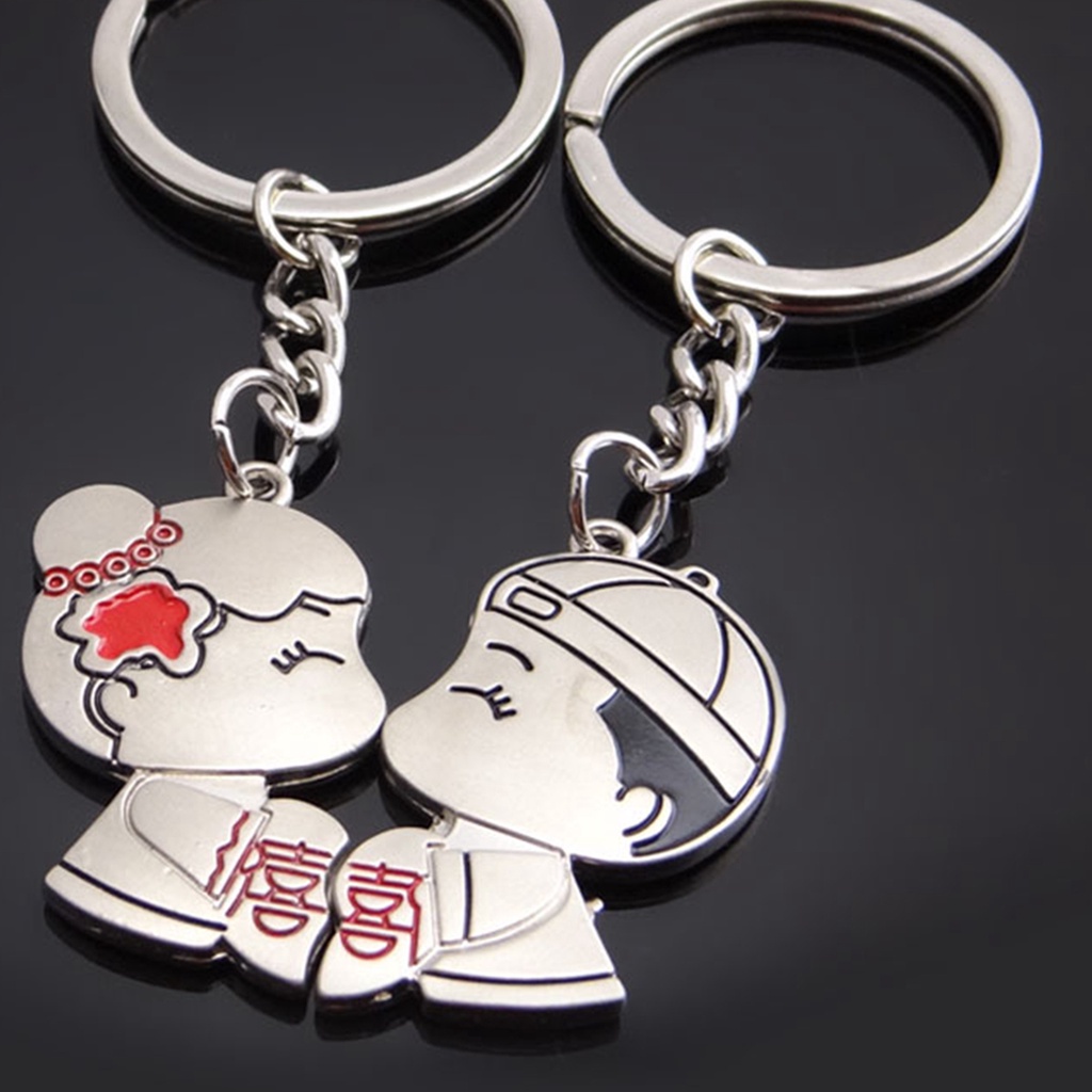 Móc khóa bằng hợp kim kẽm họa tiết hoạt hình dễ thương cho cặp đôi