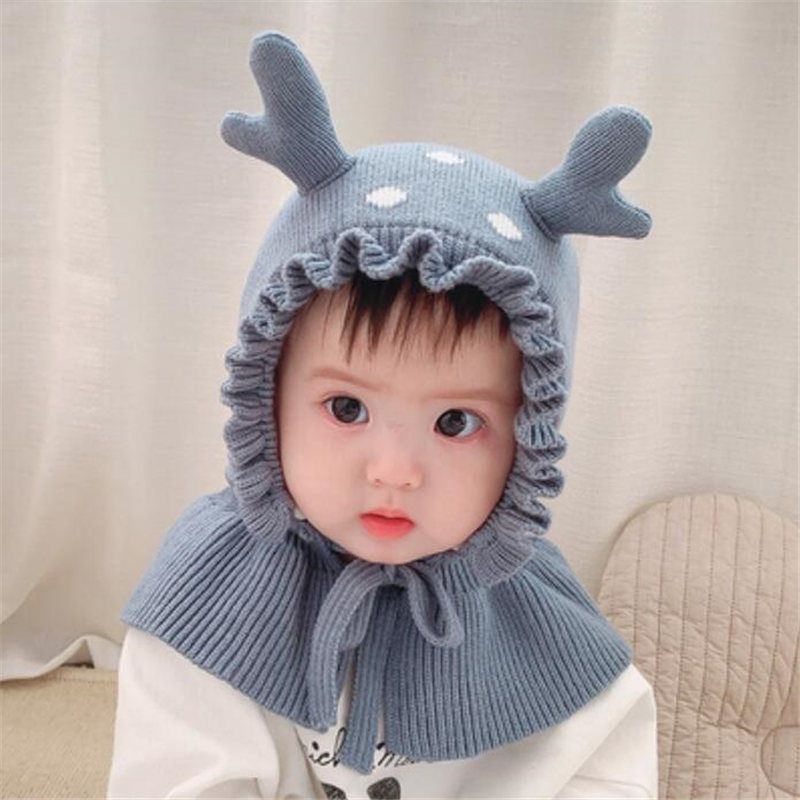 Mũ Len Trùm Đầu Tích Hợp Khăn Choàng Cổ Bảo Vệ Tai Dễ Thương Cho Bé Trai Và Bé Gái