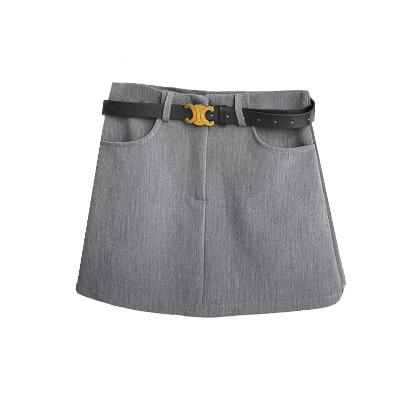 Jiashucheng Chân Váy Chữ a Lưng Cao Dáng Ôm Màu Xám Thời Trang Mùa Hè Hàng Mới Dành Cho Bạn Nữ