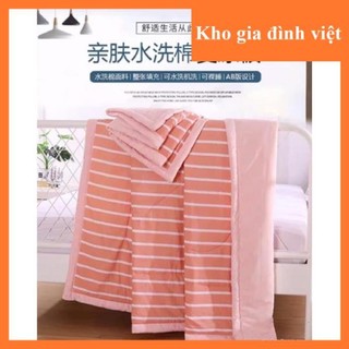 Chăn hè thu cotton kẻ sọc muji hàng xuất nhật, mềm mịn siêu thấm hút mồ hôi