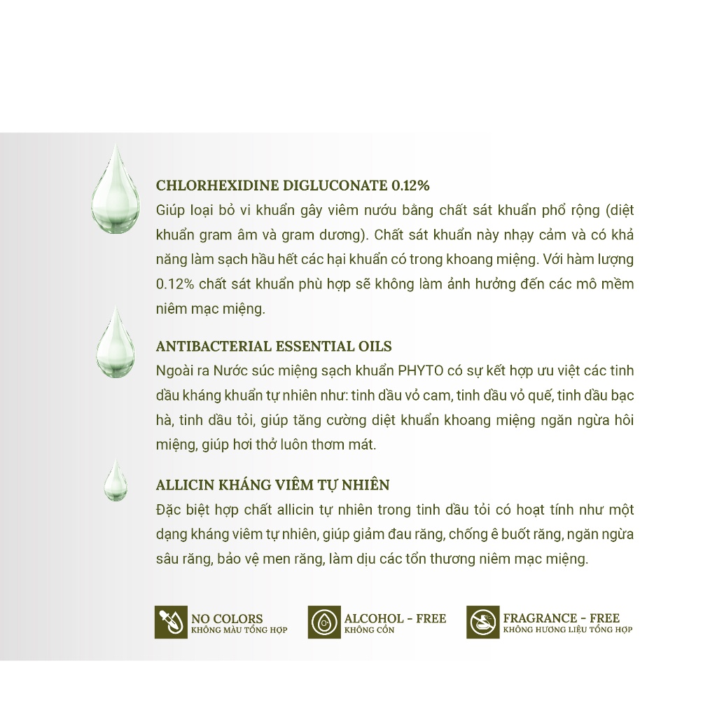 COMBO 2 chai nước súc miệng Phyto làm sạch, khử hôi miệng, tinh dầu thiên nhiên 250ml- NPC PHAR