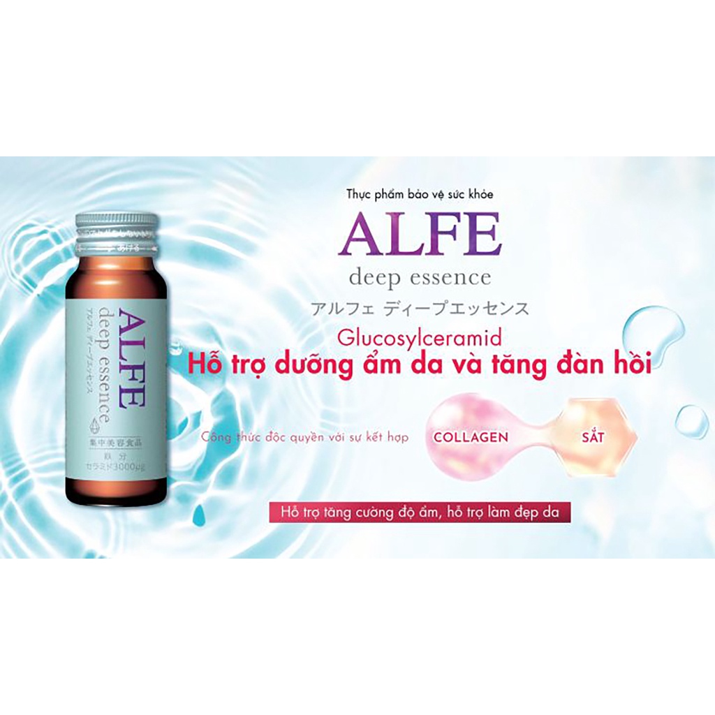 Collagen Nhật Bản Alfe Deep Essence - Ceramide chống lão hoá 3000µg dưỡng ẩm, tăng đàn hồi da - Chai 50ml
